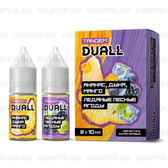 Жидкость Duall Tandem Salt - Ананас Дыня Манго и Ледяные Лесные Ягоды 