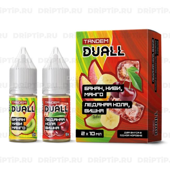 Жидкость Duall Tandem Salt - Банан Киви Манго и Ледяная Кола Вишня Жидкость Duall Tandem Salt - Банан Киви Манго и Ледяная Кола Вишня